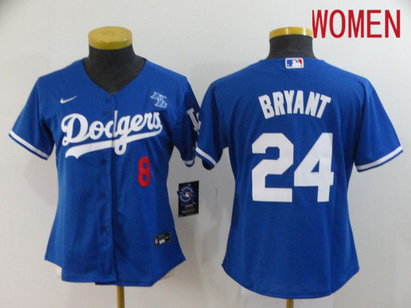 Women Los Angeles Dodgers #24 Bryant Blue Nike 2020 Game MLB Jerseys
